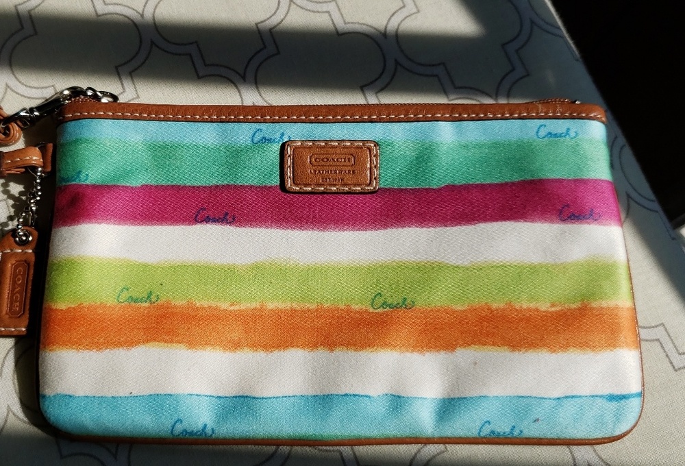 Coach Wristlet Rainbow Striped